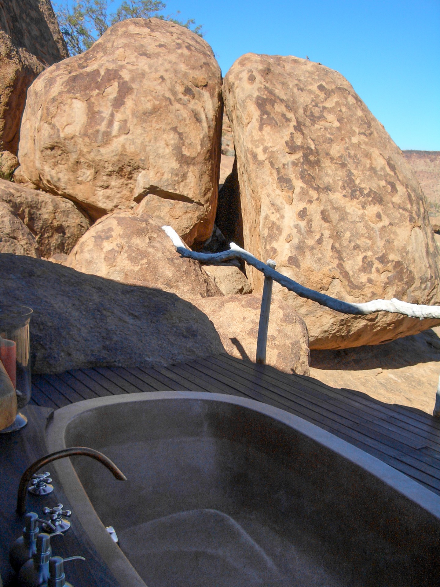 Bagno con vista, Mowani Mountain Camp, Damaraland, Namibia